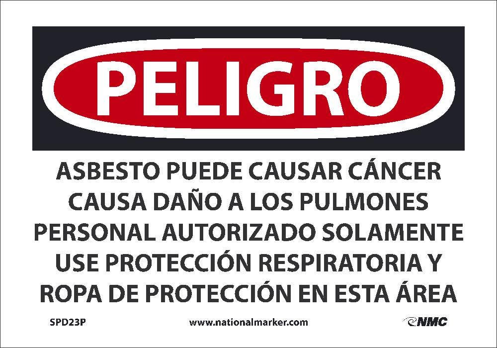 AccuformNMC SPD23 Danger, Asbestos May Cause Cancer Wear Respiratory Protection Sign (Spanish)