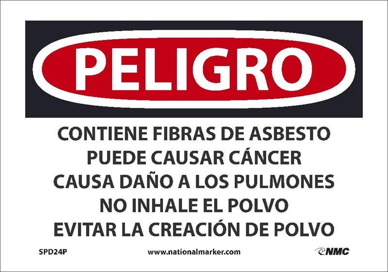 AccuformNMC SPD24 Danger, Contains Asbestos Fibers May Cause Cancer Sign (Spanish)