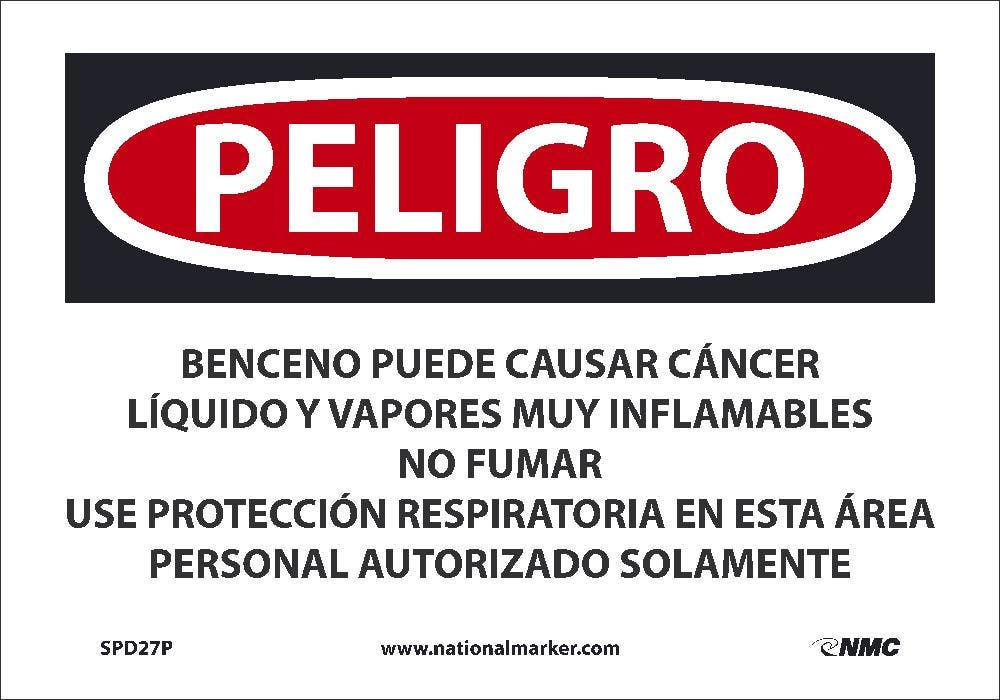 AccuformNMC SPD27 Danger, Benzene May Cause Cancer Sign (Spanish)