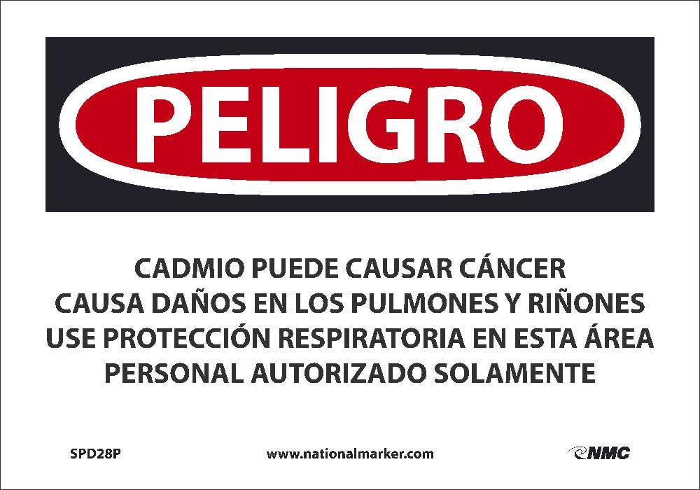 AccuformNMC SPD28 Danger, Cadmium May Cause Cancer Sign (Spanish)