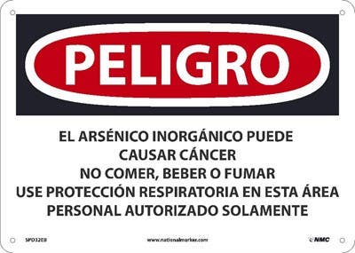 AccuformNMC SPD32 Danger, Inorganic Arsenic May Cause Cancer Sign (Spanish)