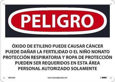 AccuformNMC SPD33 Danger, Ethylene Oxide May Cause Cancer Sign (Spanish)