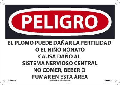AccuformNMC SPD36 Danger, Lead May Damage Fertility Sign (Spanish)