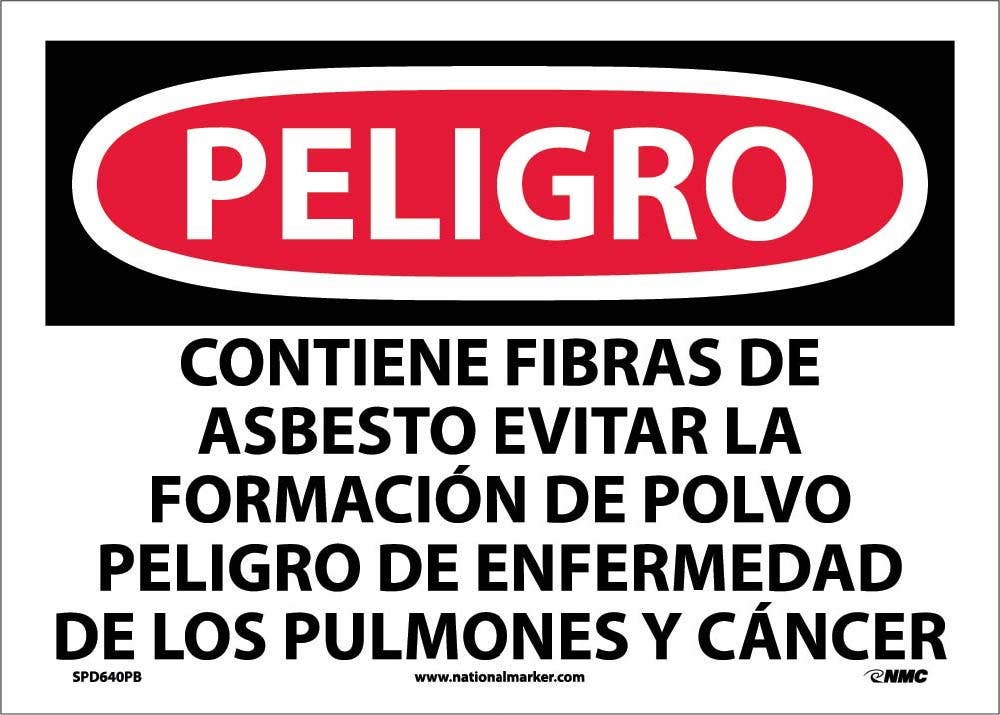 AccuformNMC SPD640 Danger, Contains Asbestos Sign (Spanish), 10" x 14"