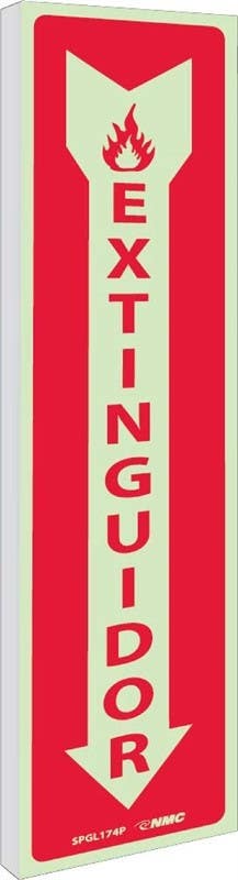 AccuformNMC SPGLTV44 Extinguisher Sign (Spanish), 18" x 4", 6 Hour Glow Plastic