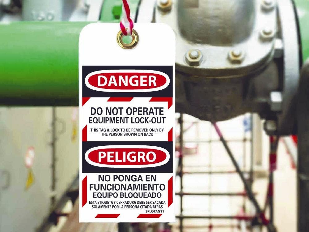 AccuformNMC TSP105 Bilingual OSHA Danger Lockout Tag, Do Not Operate - Equipment Lock Out, 5-3/4" x 3-1/4", 5/Pk