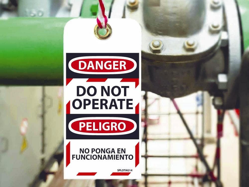 AccuformNMC TMS240 Spanish (Mexican) Bilingual OSHA Danger Safety Tag, Do Not Operate, 5-3/4" x 3-1/4", 5/Pk