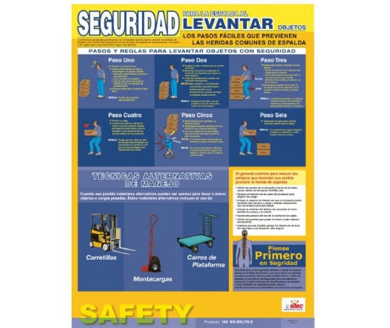 AccuformNMC SPPST001 Back Lifting Safety Poster (Spanish), 24" x 18", Paper