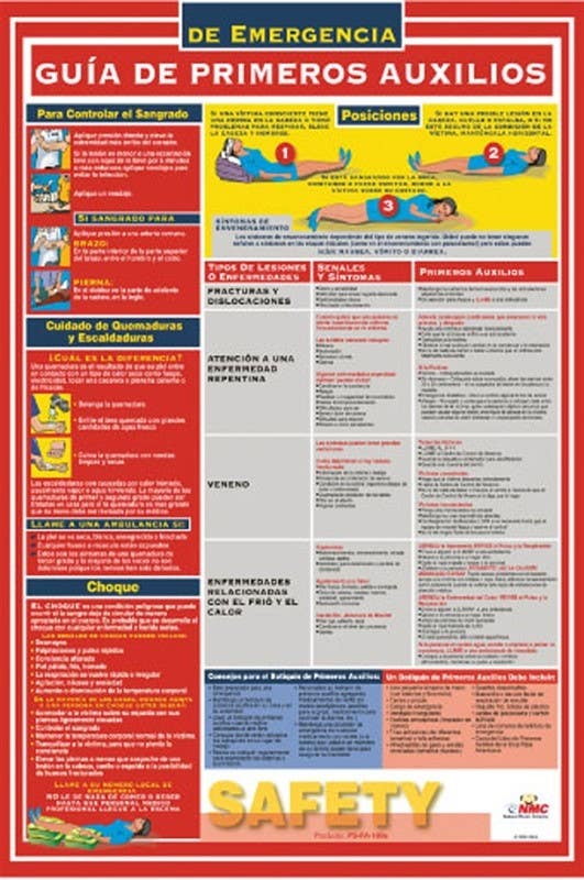 AccuformNMC SPPST002 First Aid Guide Poster (Spanish), 24" x 18", Paper