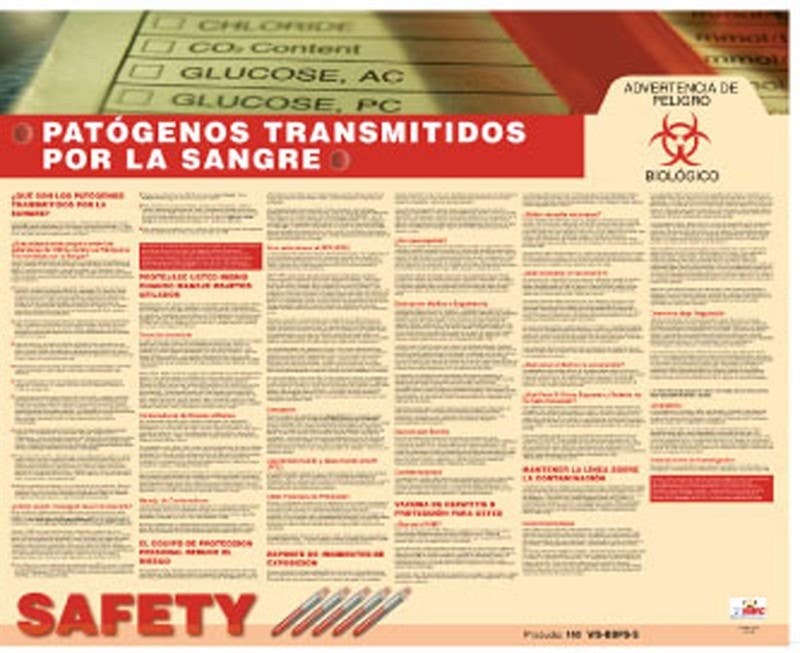 AccuformNMC SPPST005 Bloodborne Pathogens Poster (Spanish), 18" x 24", Paper