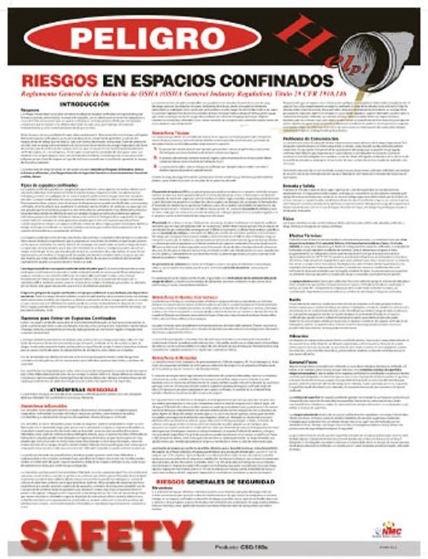 AccuformNMC SPPST007 Confined Space Hazards Poster (Spanish), 24" x 18", Paper