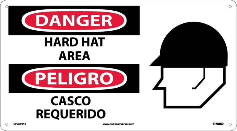 AccuformNMC SBMPPE Bilingual OSHA Danger Safety Sign, Hard Hat Area