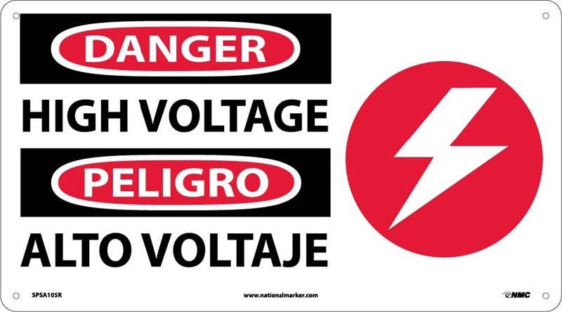 AccuformNMC SBMELC Bilingual OSHA Danger Safety Sign, High Voltage