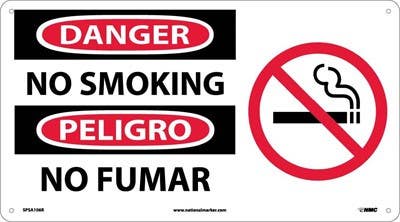 AccuformNMC SPSA106 Danger, No Smoking Sign (Bilingual w/ Graphic), 10" x 18"