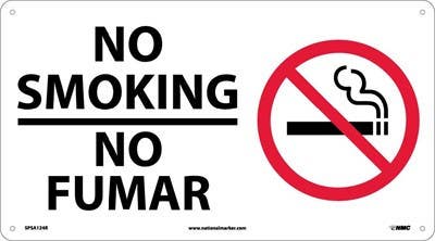 AccuformNMC SPSA124 No Smoking Sign (Bilingual w/ Graphic), 10" x 18"