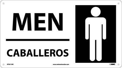 AccuformNMC SPSA134 Men Sign (Bilingual w/ Graphic), 10" x 18"