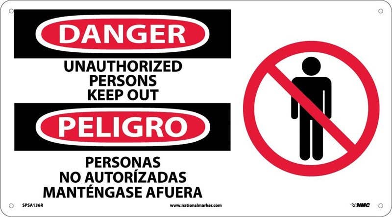 AccuformNMC SPSA136 Danger, Unauthorized Persons Keep Out Sign (Bilingual w/ Graphic), 10" x 18"