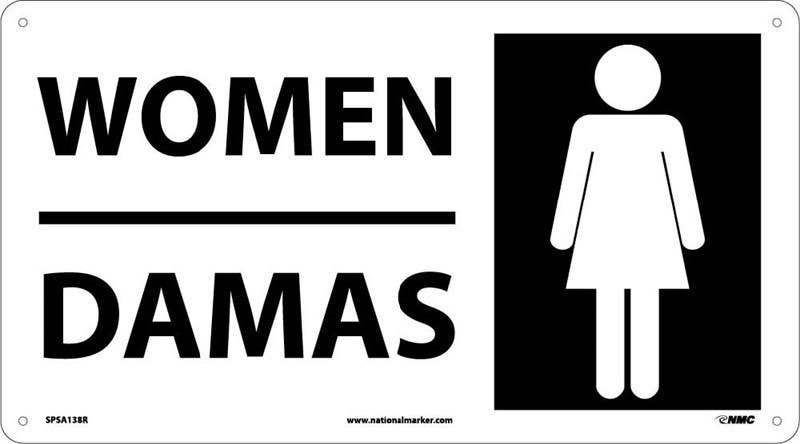 AccuformNMC SPSA138 Women Sign (Bilingual w/ Graphic), 10" x 18"