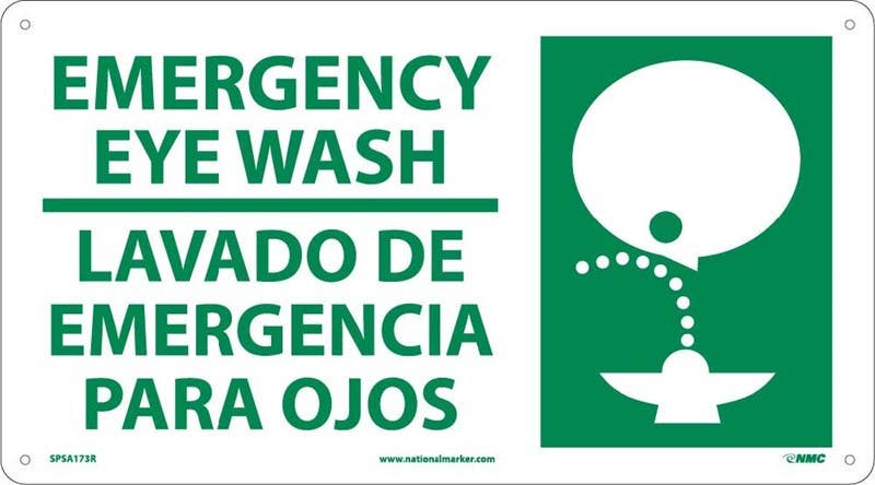 AccuformNMC MTAS900 Bilingual ANSI Sign - Eye Wash, 10" x 14"