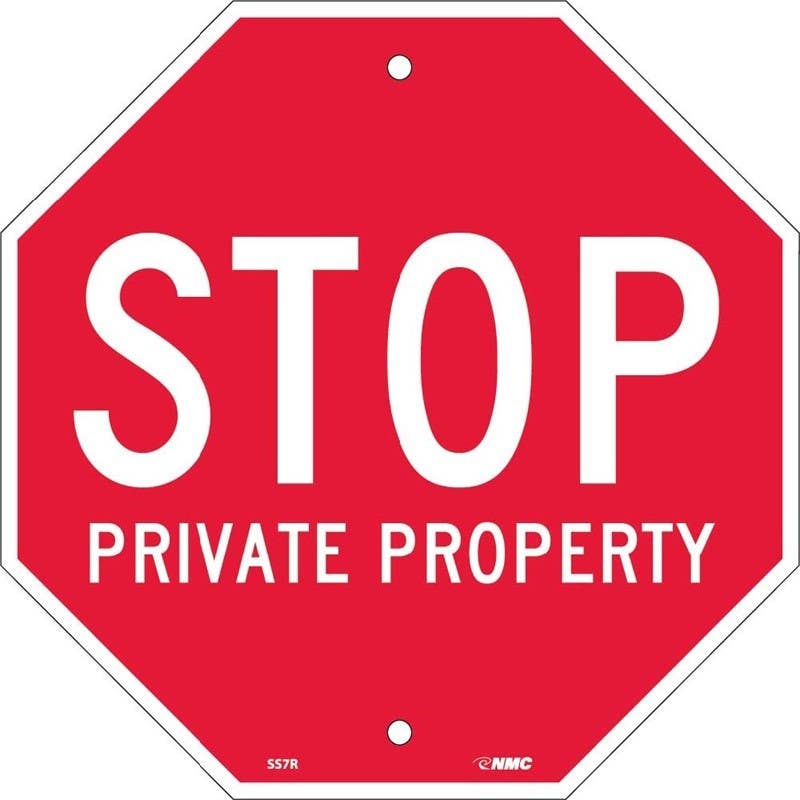 AccuformNMC SS7R Stop Private Property, Octagon Sign, 12" x 12", Rigid Plastic