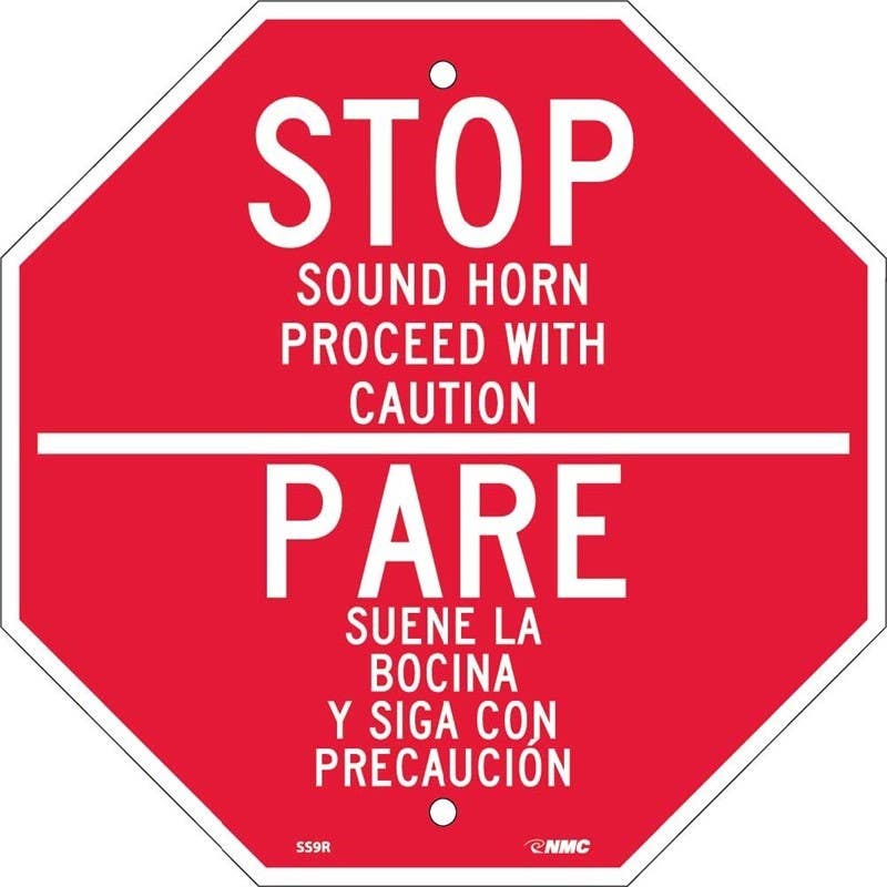 AccuformNMC SBMVTR Bilingual Safety Sign, Sound Horn - Proceed with Caution