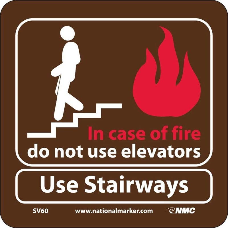 AccuformNMC SV60 In Case Of Fire Do Not Use Elevators Sign, 7" x 7", .125 Acrylic