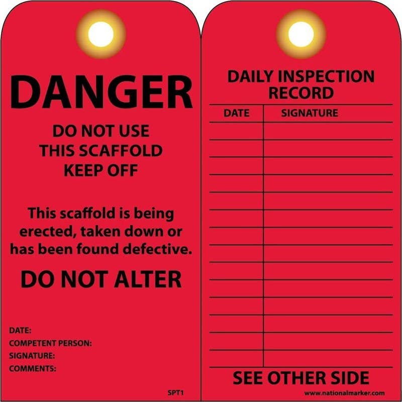 AccuformNMC SVT1 Danger, Do Not Use This Scaffold, Keep Off Tag, Grommet, 6" x 3", Unrippable Vinyl, 25/Pk