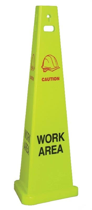 AccuformNMC TFS303 Work Area, 3-Sided Safety Cone Floor Sign, 40" Tall, 3/Case
