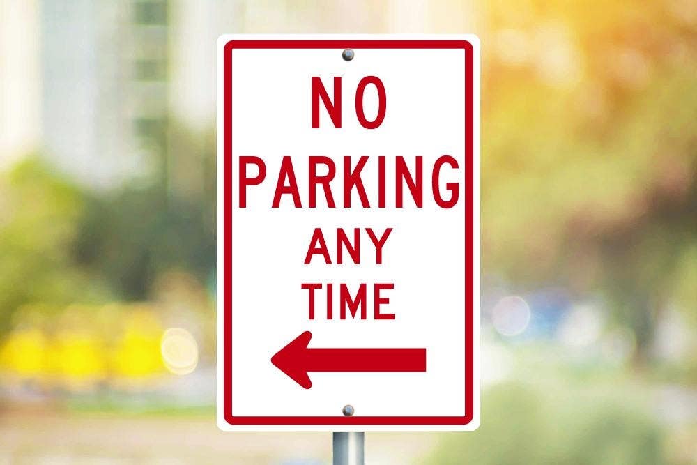 AccuformNMC TM015 No Parking Anytime w/ Left Arrow Sign, 18" x 12"