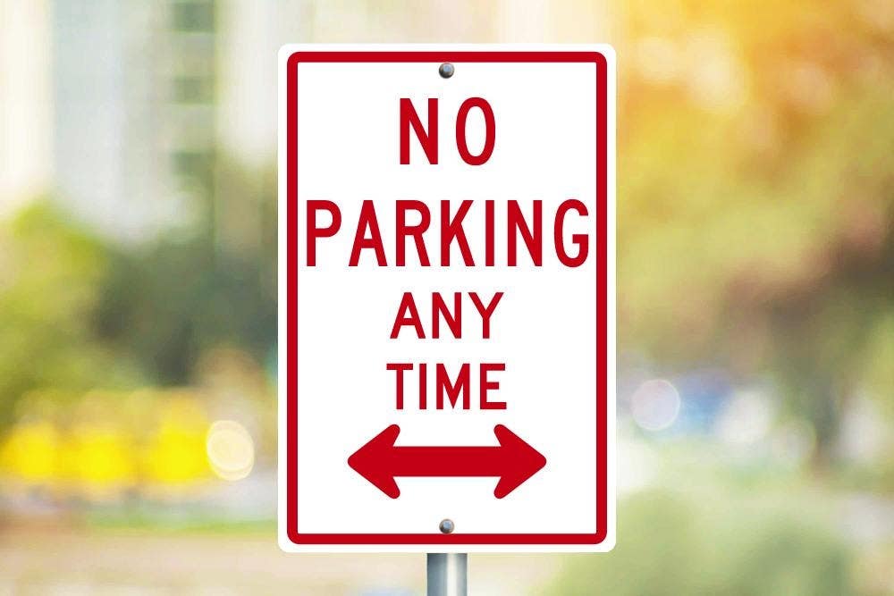 AccuformNMC TM016 No Parking Anytime w/ Double Arrow Sign, 18" x 12"
