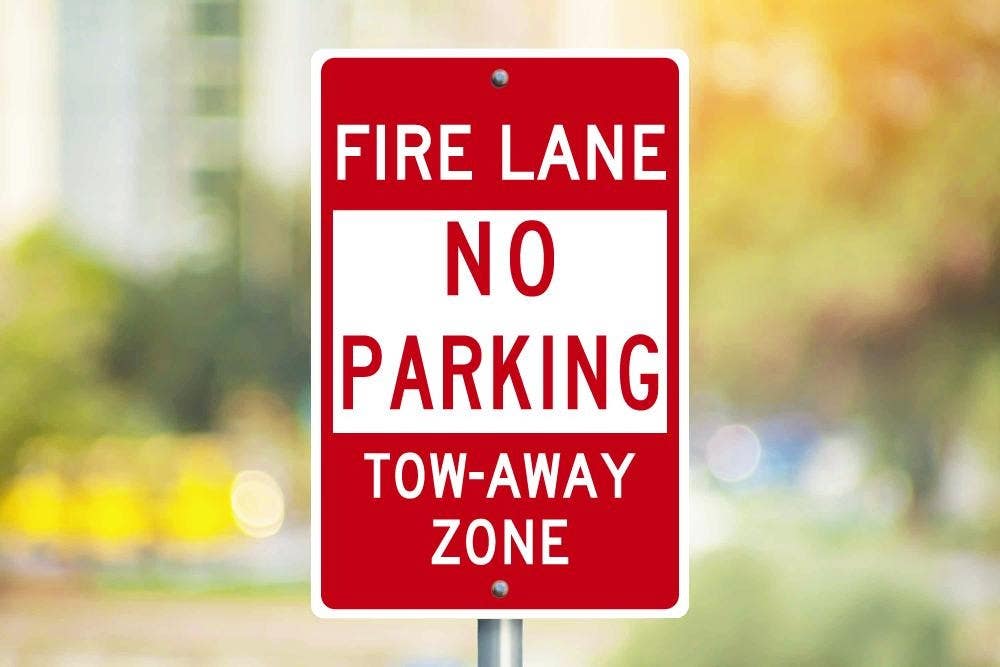 AccuformNMC TM062 No Parking, Fire Lane Tow-Away Zone Sign (Graphic), 18" x 12"