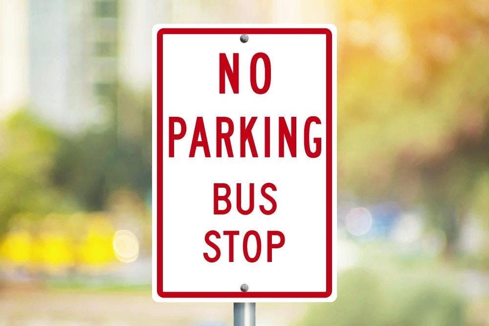 AccuformNMC TM099 No Parking, Bus Stop Sign, 18" x 12"
