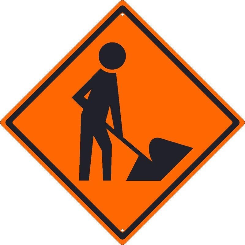 AccuformNMC TM114K Road Work Traffic Sign (Graphic Of Man w/ Shovel), 24" x 24", .080 HIP Reflective Aluminum