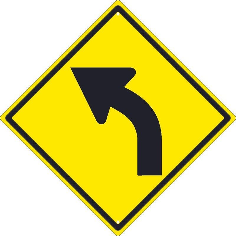 AccuformNMC TM123K Left Curved Arrow Traffic Sign (Graphic), 24" x 24", .080 HIP Reflective Aluminum