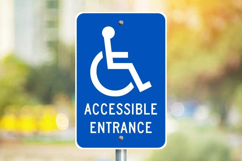 AccuformNMC FRA237RA Federal Parking Sign, Handicap Accessible Entrance, Engineer Grade Reflective Aluminum (.080), 18" x 12"