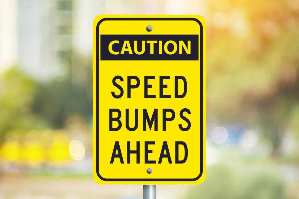 AccuformNMC TM1 Caution Speed Bumps Ahead Sign, 18" H x 12" W