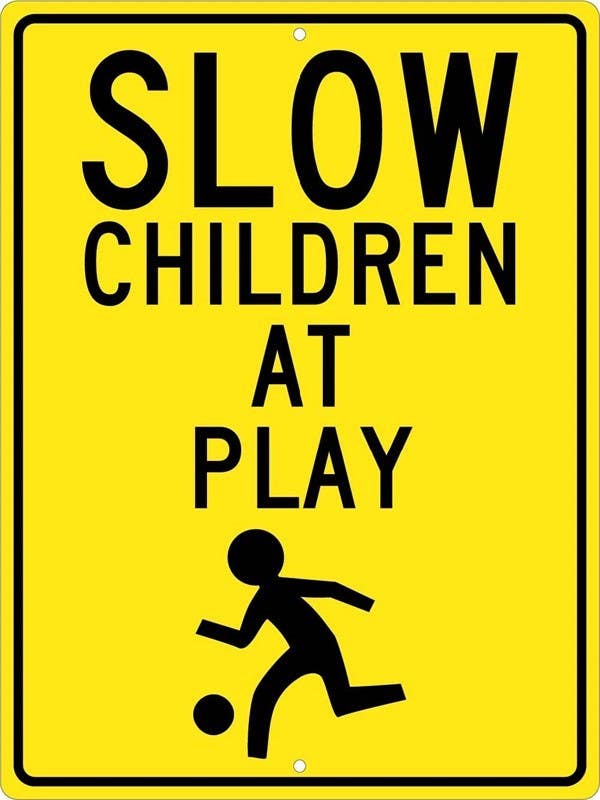 AccuformNMC FRW Bicycle & Pedestrian Sign, Slow - Children Playing, 24" x 18"