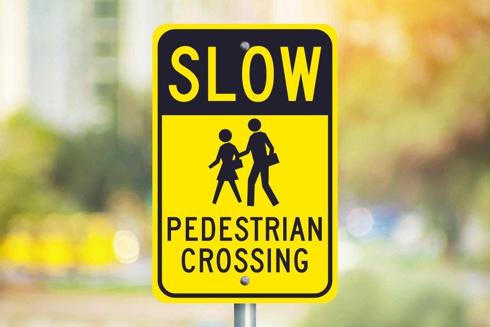 AccuformNMC FRW Advisory Sign, Slow - Pedestrian Crossing