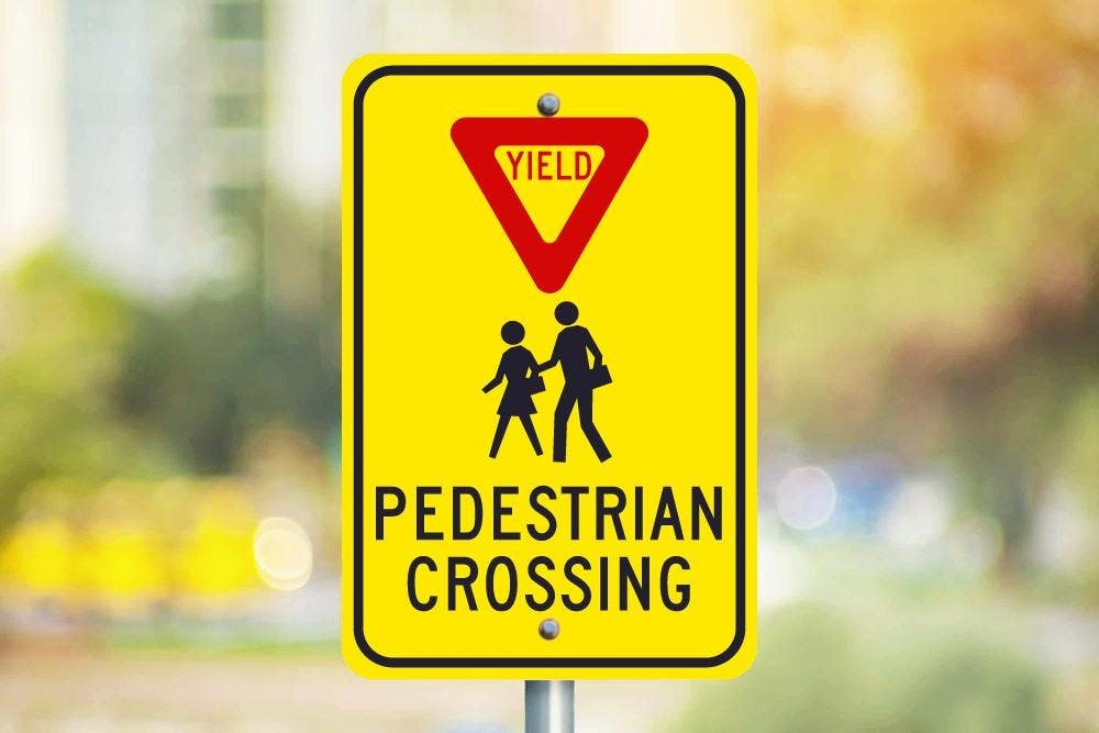 AccuformNMC FRW Bicycle & Pedestrian Sign, Yield - Pedestrian Crosswalk