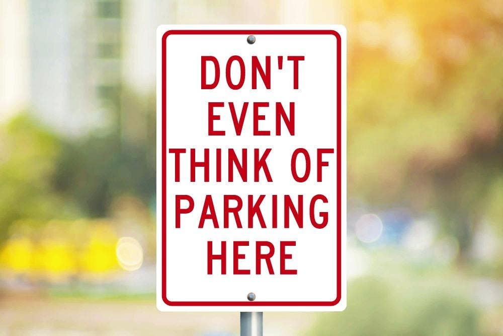 AccuformNMC TM16 Don't Even Think Of Parking Here Sign, 18" x 12"