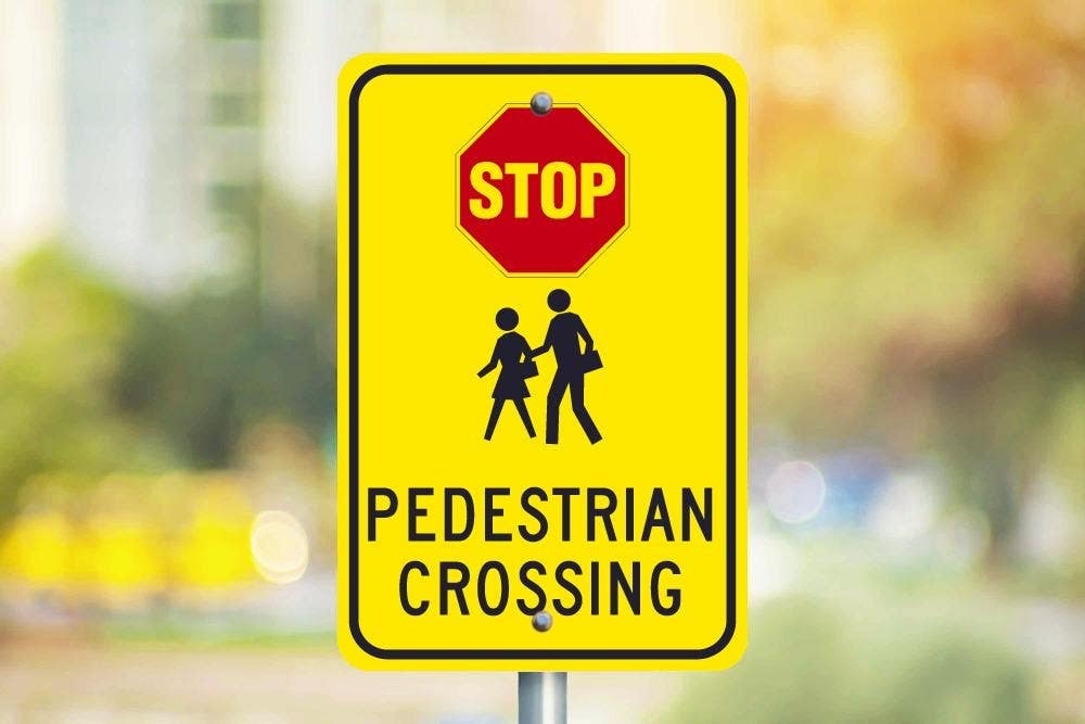 AccuformNMC FRW Bicycle & Pedestrian Sign, Stop - Pedestrian Crossing