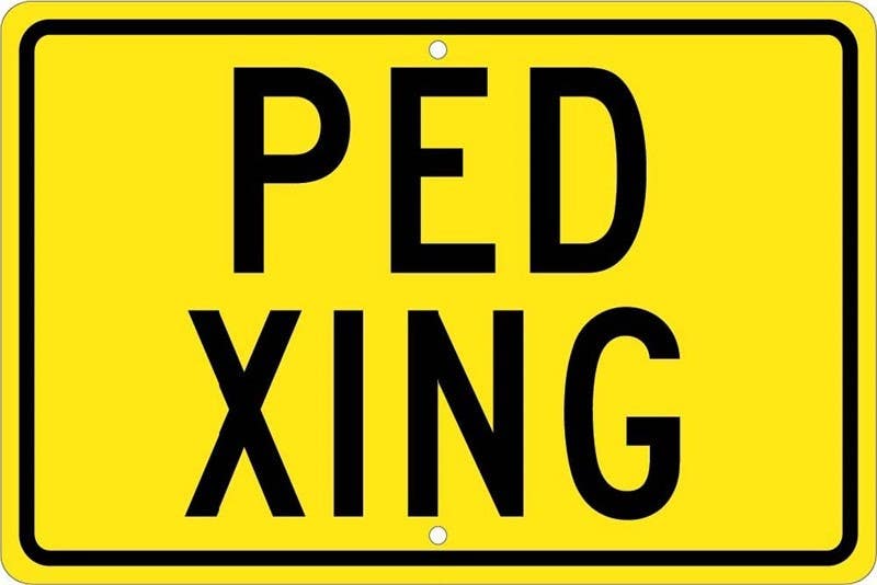 AccuformNMC FRW PFluorescent Yellow-Green Sign, Ped Xing