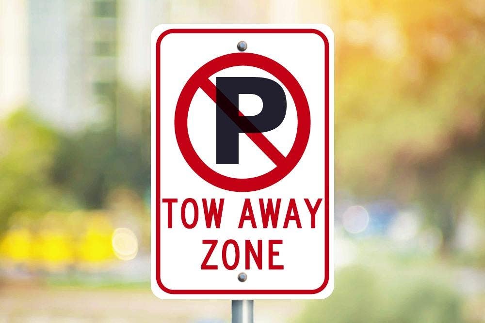 AccuformNMC TM174J No Parking Symbol, Tow Away Zone Sign (Graphic), .080 EGP Reflective Aluminum, 18" x 12"