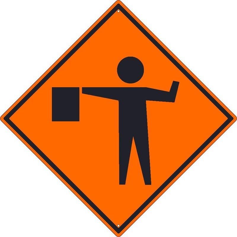 AccuformNMC FRK Rigid Construction Sign, Flagger (Symbol)