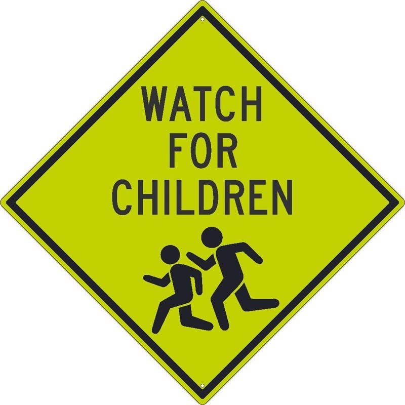 AccuformNMC TM184DG Children Crossing Sign (Graphic), 30" x 30", .080 DG Reflective Aluminum