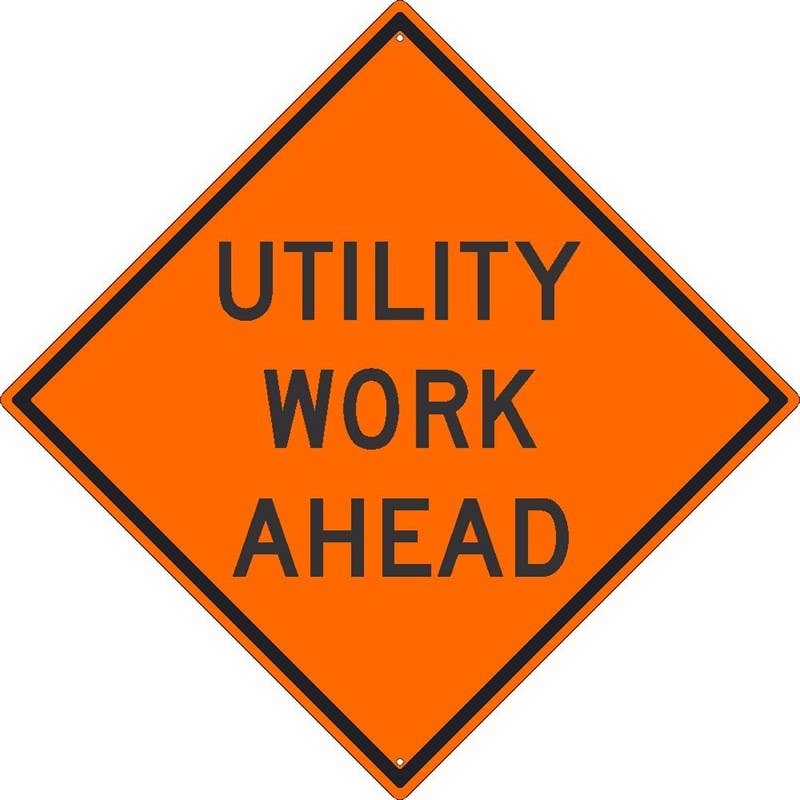 AccuformNMC FRK Rigid Construction Sign, Utility Work Ahead