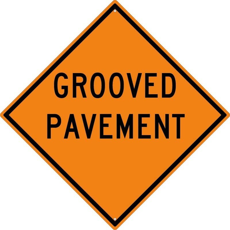 AccuformNMC TM189K Grooved Pavement Ahead Sign, 30" x 30", .080 HIP Reflective Aluminum