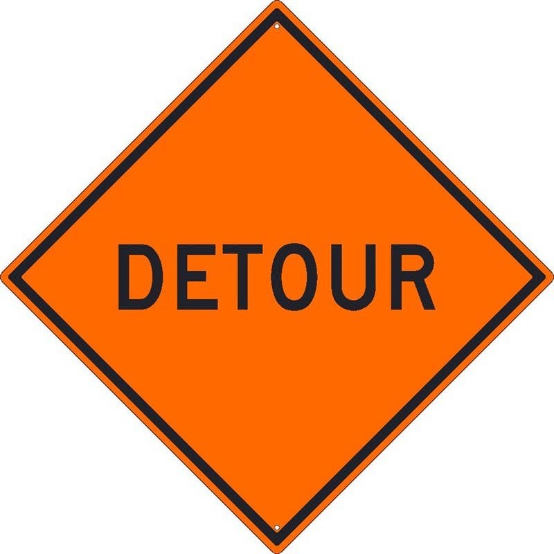 AccuformNMC TM190K Detour Sign, 30" x 30", .080 HIP Reflective Aluminum