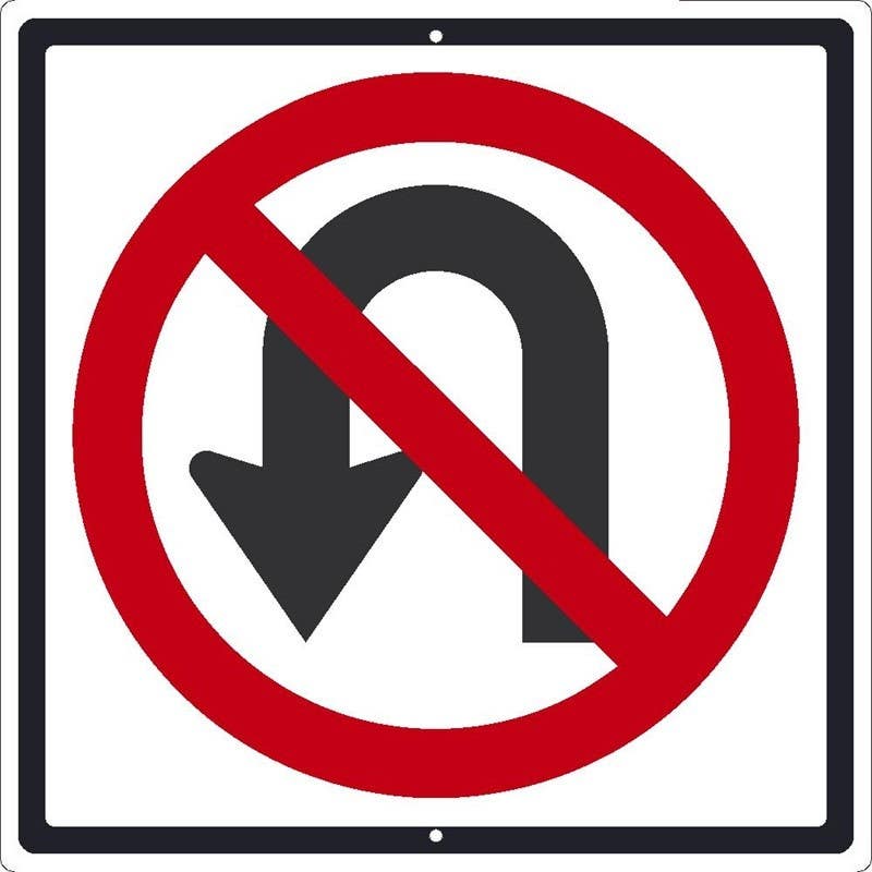 AccuformNMC MR Lane Guidance Sign, No U-Turn, 24" x 24"