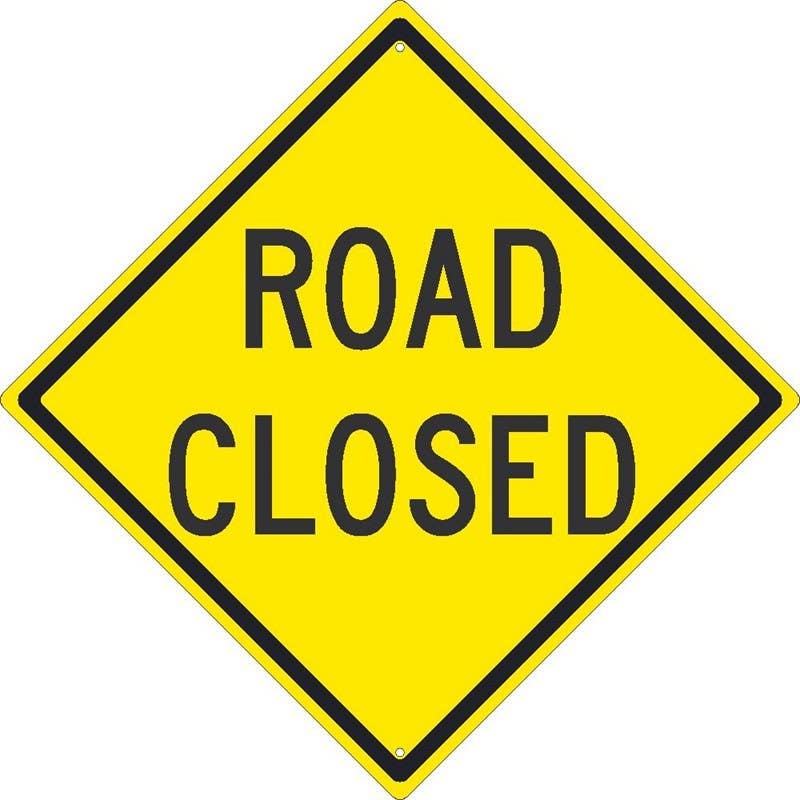 AccuformNMC FRW Lane Guidance Sign, Road Closed (Yellow), 24" x 24"